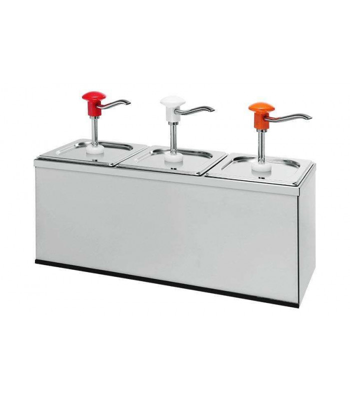 POMPE A SAUCE GASTRONORME EN INOX AVEC RECIPIENTS 3*2.5LT ET COUVERCLES dans DISTRIBUTEURS SAUCES