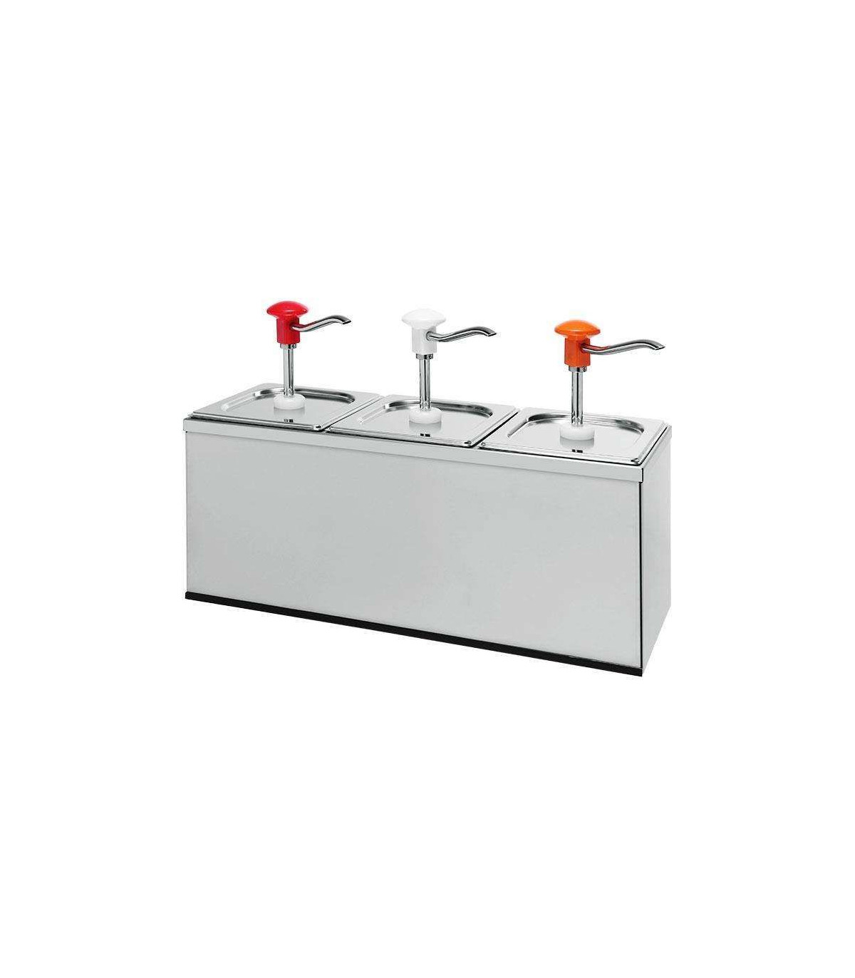 POMPE A SAUCE GASTRONORME EN INOX AVEC RECIPIENTS 3*2.5LT ET COUVERCLES dans DISTRIBUTEURS SAUCES