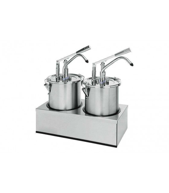 POMPE A SAUCE PREMIUM EN INOX AVEC RECIPIENTS 2*4.5LT ET COUVERCLES dans DISTRIBUTEURS SAUCES