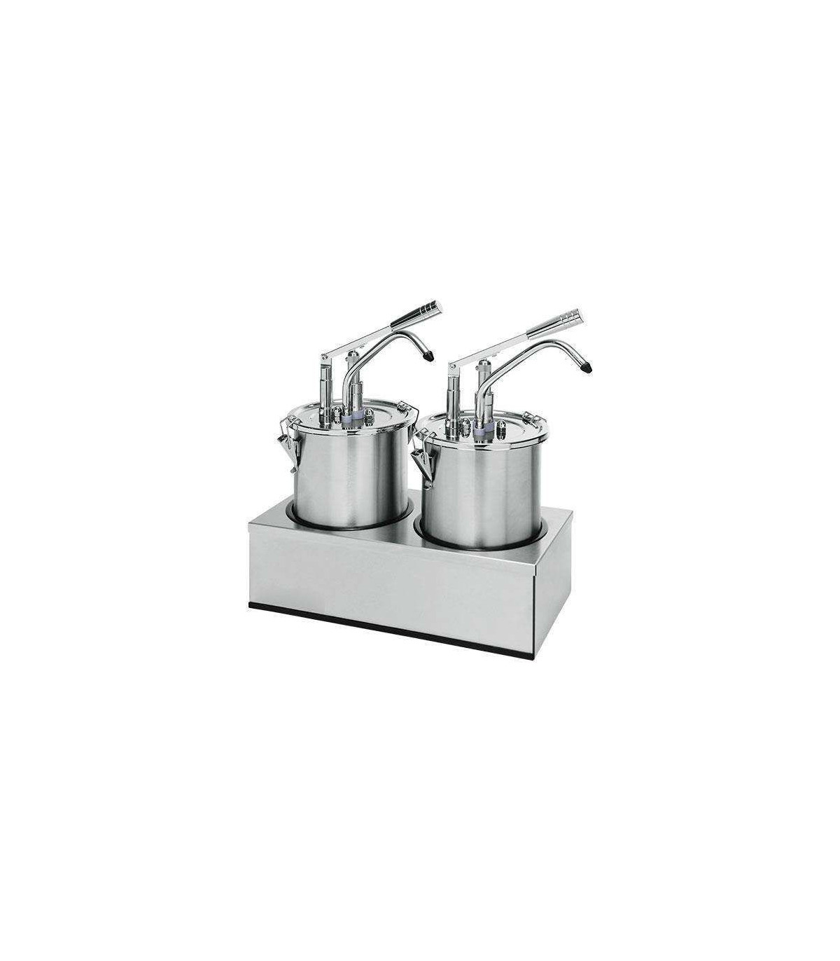 POMPE A SAUCE PREMIUM EN INOX AVEC RECIPIENTS 2*4.5LT ET COUVERCLES dans DISTRIBUTEURS SAUCES