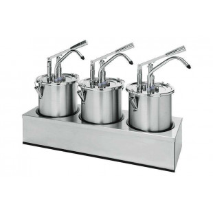 POMPE A SAUCE PREMIUM EN INOX AVEC RECIPIENTS 3*4.5LT ET COUVERCLES dans DISTRIBUTEURS SAUCES