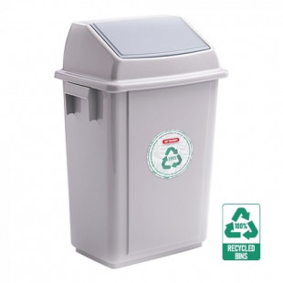POUBELLE BLANCHE AVEC COUVERCLE BASCULANT 40LT ARAVEN dans POUBELLES