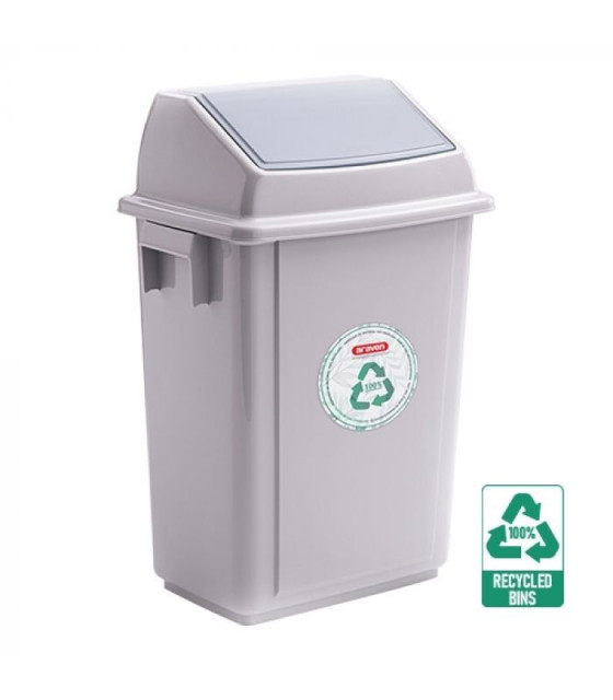 POUBELLE BLANCHE AVEC COUVERCLE BASCULANT 40LT ARAVEN dans POUBELLES