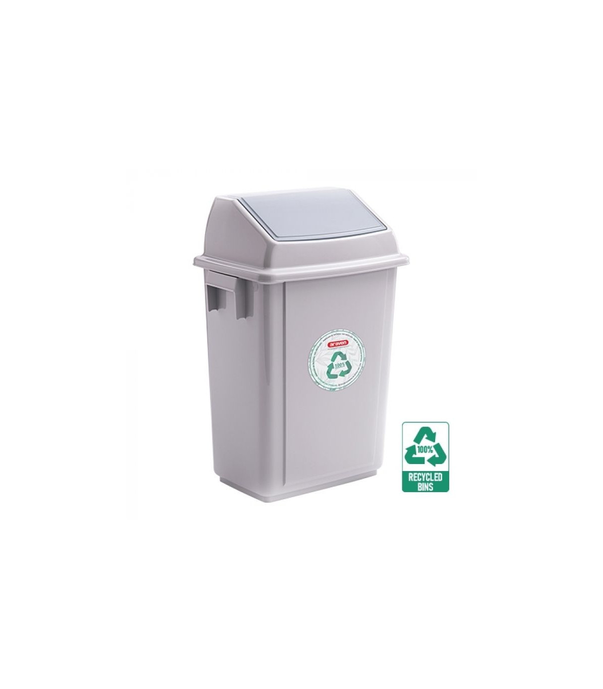 POUBELLE BLANCHE AVEC COUVERCLE BASCULANT 40LT ARAVEN dans POUBELLES