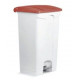 CONTENEUR POUBELLE 90LT PLASTIQUE A PEDALE ROUGE