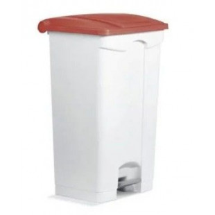 CONTENEUR POUBELLE 90LT PLASTIQUE A PEDALE ROUGE dans POUBELLES