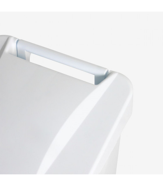 POUBELLE A PEDALE ECO 60LT AVEC ROULETTES - COUVERCLE BLANC GILAC dans POUBELLES