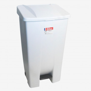POUBELLE A PEDALE ECO 80LT AVEC ROULETTES - COUVERCLE BLANC GILAC dans POUBELLES