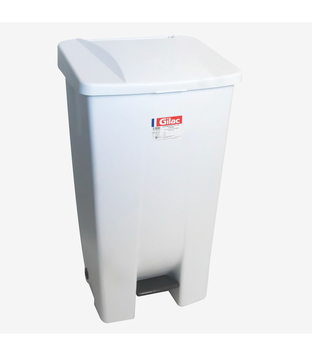 POUBELLE A PEDALE ECO 80LT AVEC ROULETTES - COUVERCLE BLANC GILAC dans POUBELLES