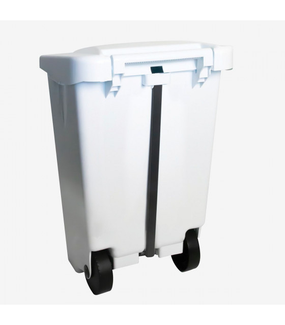 POUBELLE A PEDALE ECO 80LT AVEC ROULETTES - COUVERCLE BLANC GILAC dans POUBELLES