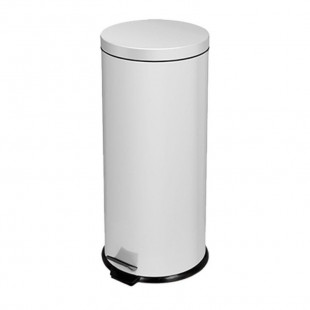 POUBELLE PEDALE 30LT METAL BLANC dans POUBELLES