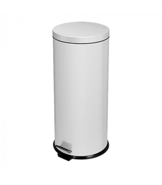 POUBELLE PEDALE 30LT METAL BLANC dans POUBELLES