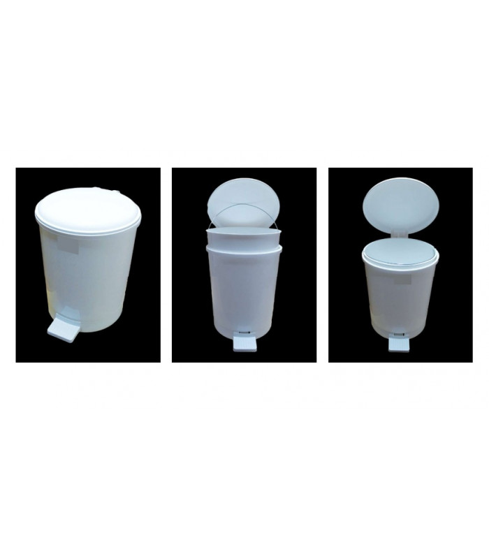 POUBELLE RONDE PEDALE 12LT PLASTIQUE BLANC dans POUBELLES