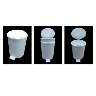 POUBELLE RONDE PEDALE 30LT PLASTIQUE BLANC dans POUBELLES