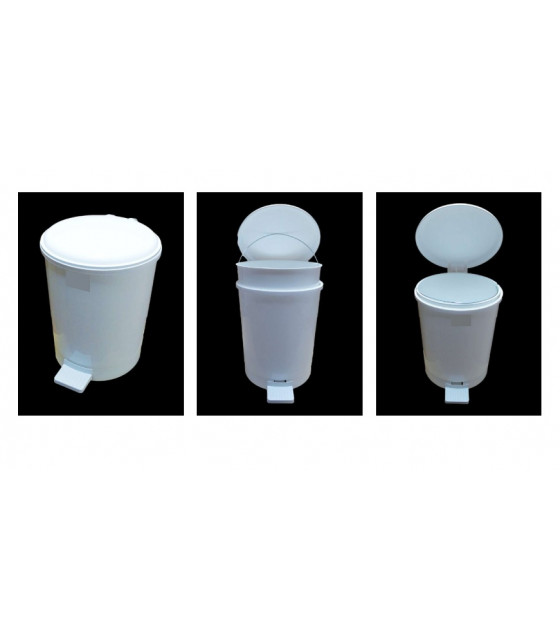 POUBELLE RONDE PEDALE 30LT PLASTIQUE BLANC dans POUBELLES