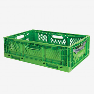 CAISSE PLIABLE EMPILABLE 600X400X180MM 35LT VERT GILAC dans BAC DE TRANSPORT