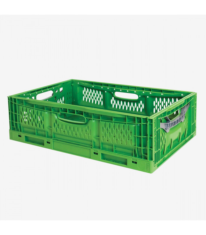 CAISSE PLIABLE EMPILABLE 600X400X180MM 35LT VERT GILAC dans BAC DE TRANSPORT