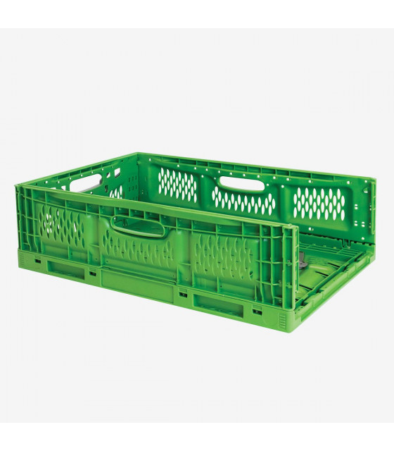 CAISSE PLIABLE EMPILABLE 600X400X180MM 35LT VERT GILAC dans BAC DE TRANSPORT