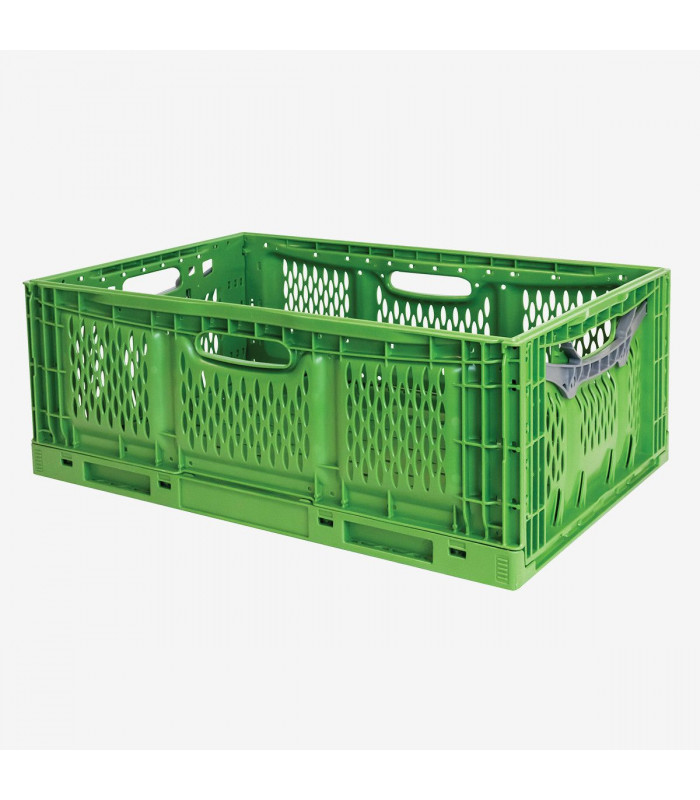CAISSE PLIABLE EMPILABLE 600X400X230MM 45LT VERT GILAC dans BAC DE TRANSPORT
