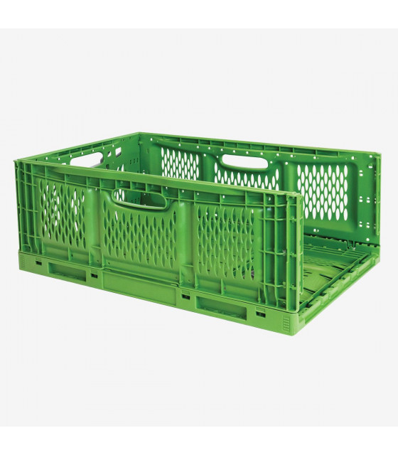 CAISSE PLIABLE EMPILABLE 600X400X230MM 45LT VERT GILAC dans BAC DE TRANSPORT