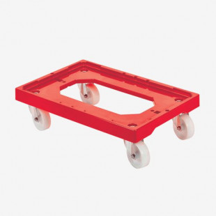 SOCLE ROULEUR 4 ROUES PIVOTANTES CHAPE ACIER ROUGE GILAC dans CHARIOT DE DEBARRASSAGE