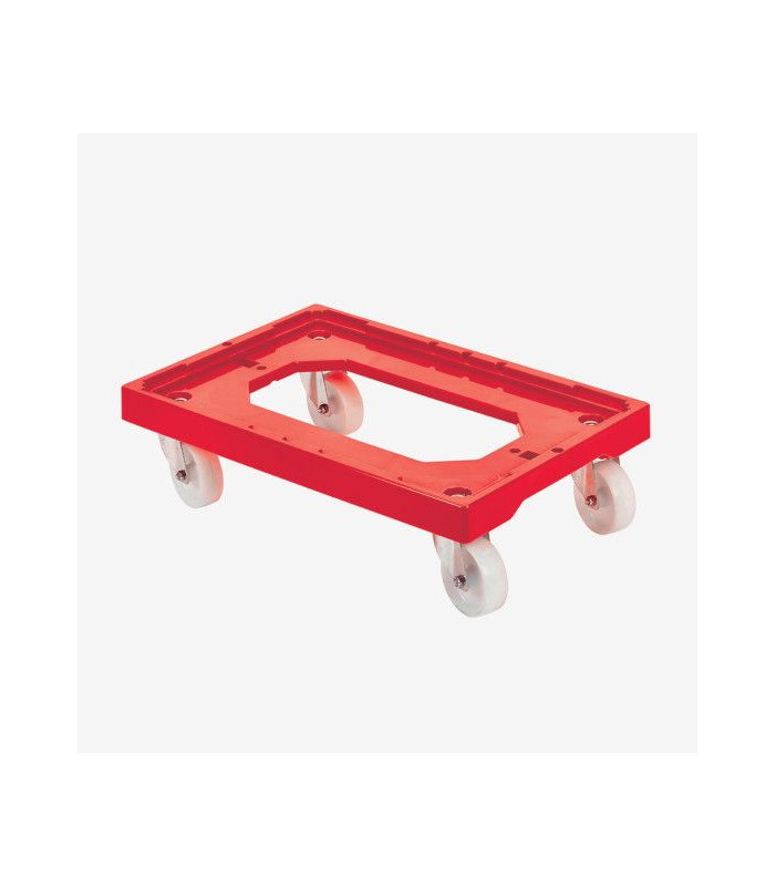 SOCLE ROULEUR 4 ROUES PIVOTANTES CHAPE ACIER ROUGE GILAC dans CHARIOT DE DEBARRASSAGE