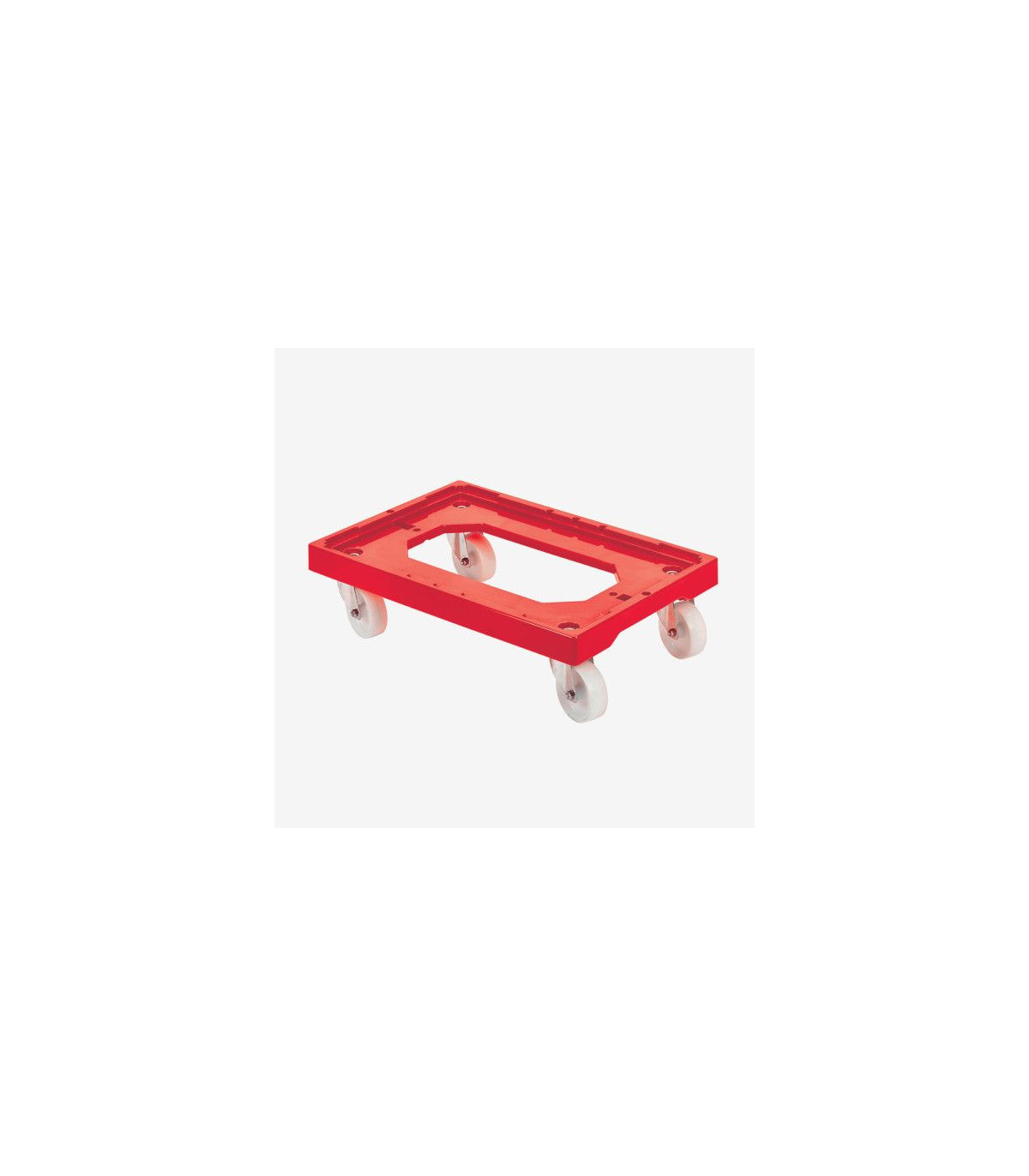 SOCLE ROULEUR 4 ROUES PIVOTANTES CHAPE ACIER ROUGE GILAC dans CHARIOT DE DEBARRASSAGE