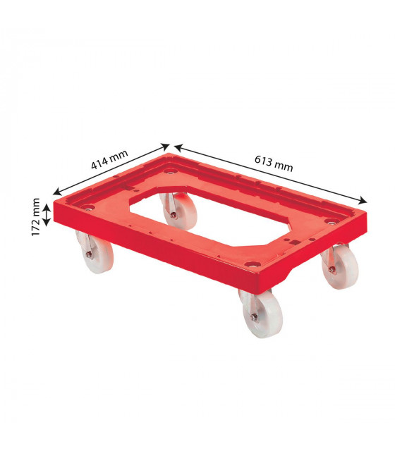 SOCLE ROULEUR 4 ROUES PIVOTANTES CHAPE ACIER ROUGE GILAC dans CHARIOT DE DEBARRASSAGE