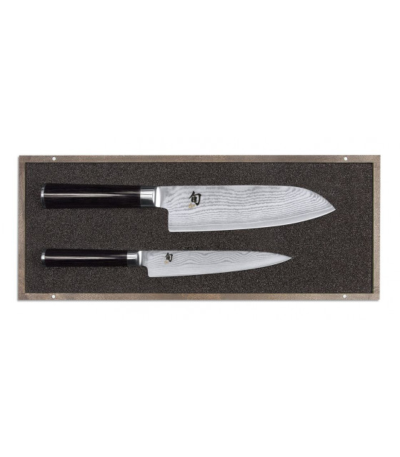 SET DE 2 COUTEAUX : COUTEAU UNIVERSEL LAME 15CM + SANTOKU LAME 18CM KAI dans KAI