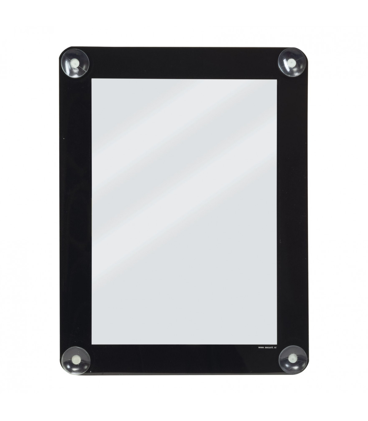 PORTE-AFFICHES POUR VITRES A4 NOIR AVEC VENTOUSES SECURIT dans SIGNALISATION