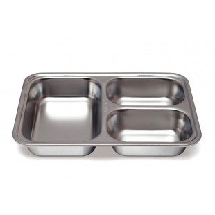 PLATEAU INOX 3 COMPARTIMENTS + COUVERCLE PP dans INOX