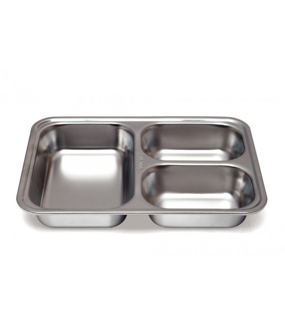 PLATEAU INOX 3 COMPARTIMENTS + COUVERCLE PP dans INOX