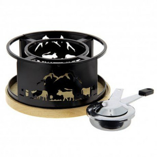 RECHAUD FONDUE MOTIF VACHE + PLATEAU BOIS dans APPAREIL A FONDUE ET SPECIALITES