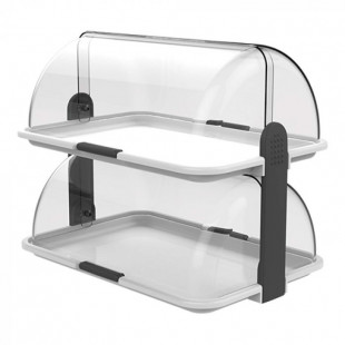 VITRINE BUFFET ROLL TOP 2 ETAGES 47X32CM TRANSPARENTE CUISIMAT dans ARTICLES DE PRESENTATION