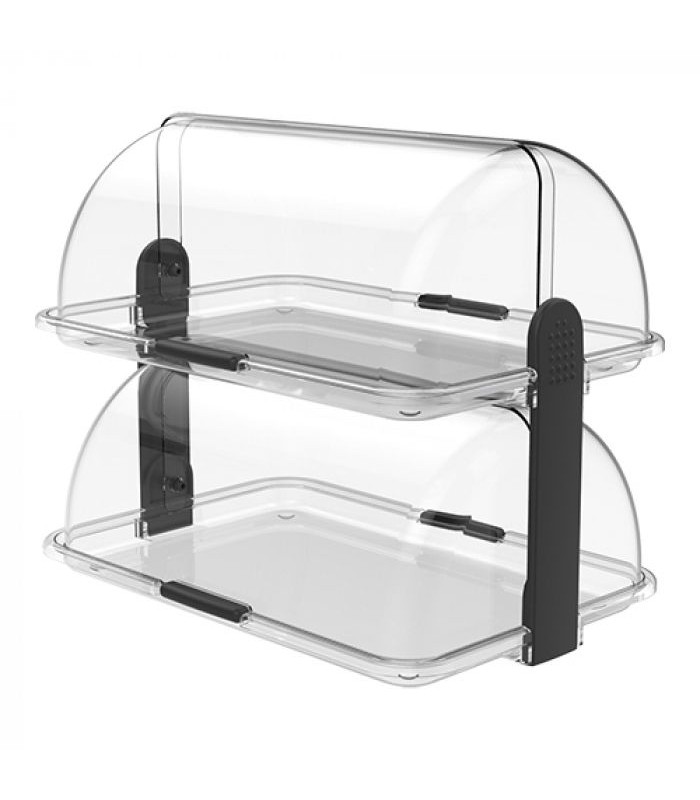 VITRINE BUFFET ROLL TOP 2 ETAGES 47X32CM TRANSPARENTE CUISIMAT dans ARTICLES DE PRESENTATION