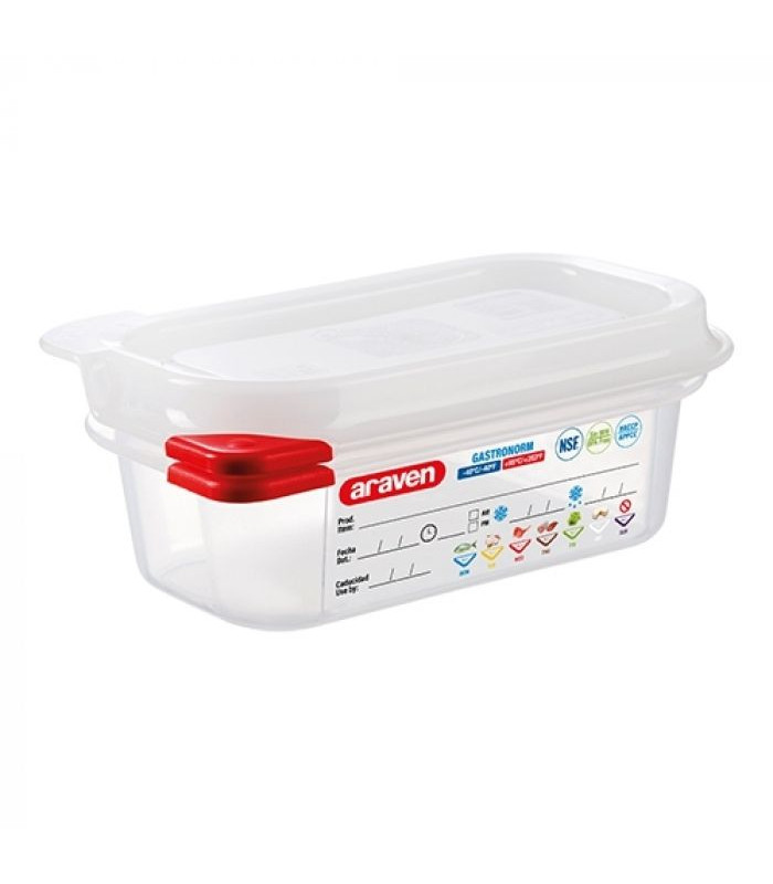 BOITE DE CONSERVATION GN1/9 + CLIP TYPE 3020 H65MM ARAVEN dans BOITES DE CONSERVATION
