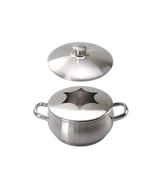 CAQUELON INOX POUR FONDUE BOURGUIGNONNE + COUVERCLE KISAG dans KISAG