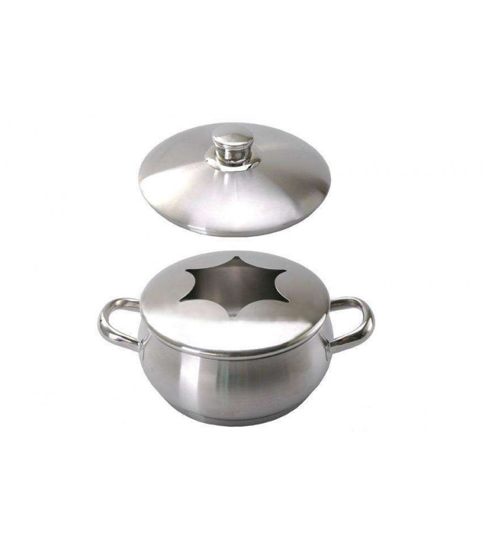 CAQUELON INOX POUR FONDUE BOURGUIGNONNE + COUVERCLE KISAG dans KISAG