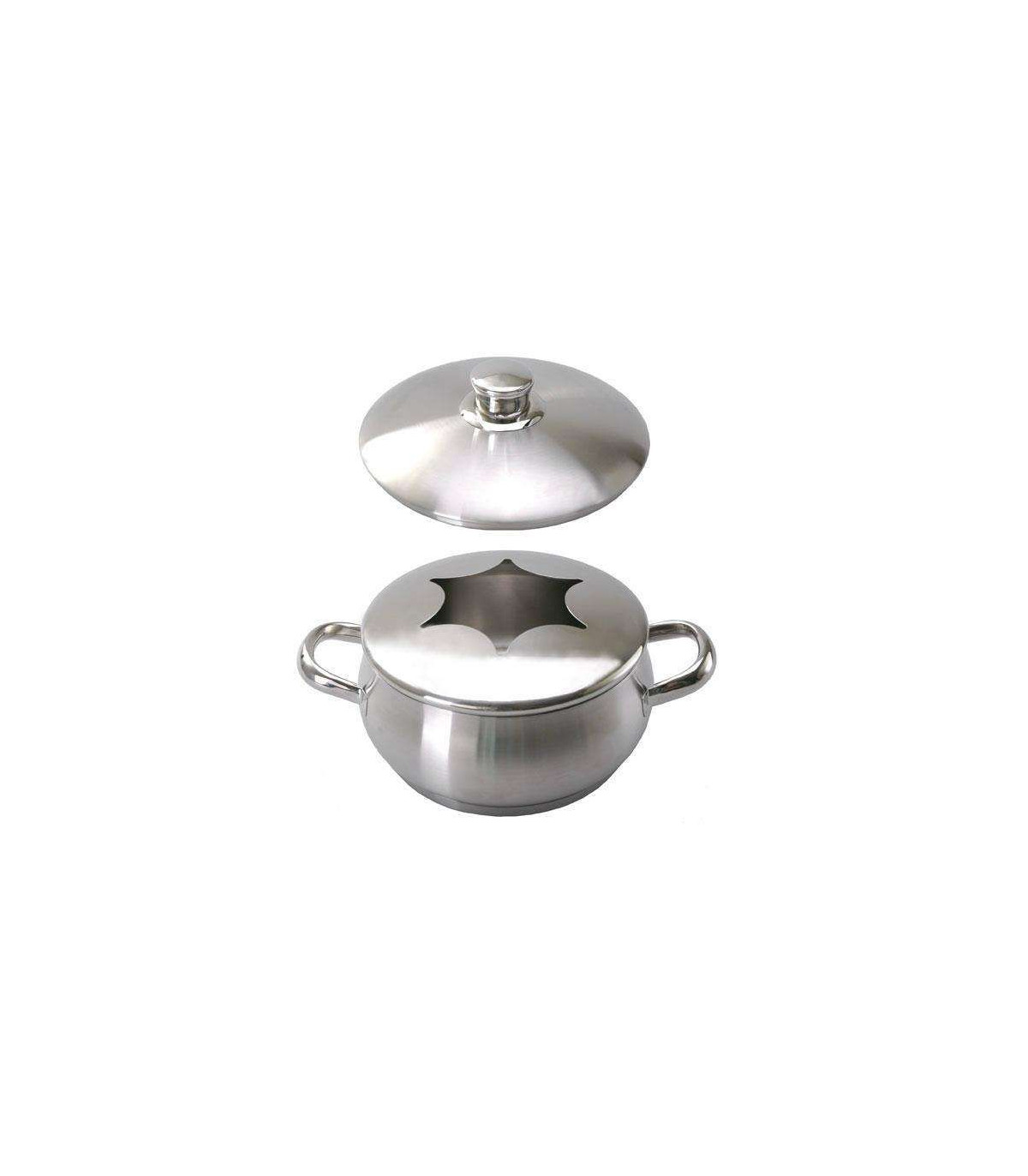 CAQUELON INOX POUR FONDUE BOURGUIGNONNE + COUVERCLE KISAG dans KISAG