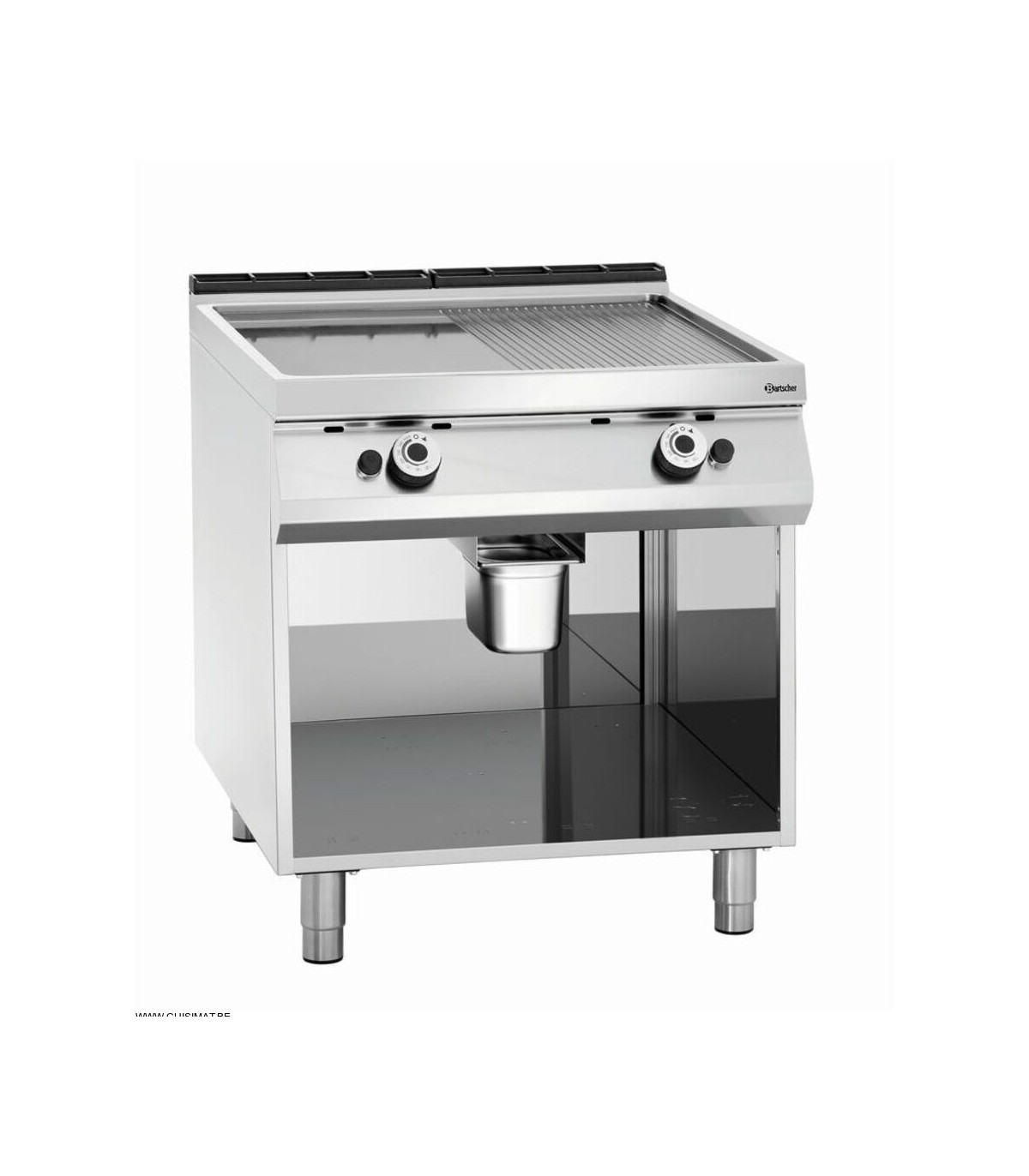 PLAQUE A SNACKER GAZ 1/2 LISSE +1/2 RAINURE PO SERIE 900 MASTER BARTSCHER dans GRILLADE ET PLANCHA