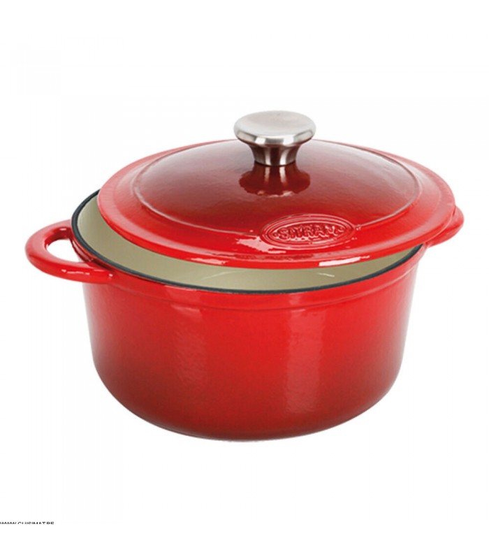 EOL  COCOTE ROUGE RONDE Ø24CM 4LT SITRAM dans COCOTTES