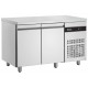 TABLE REFRIGEREE GASTRONORME - 2 PORTES - DESSUS INOX - FROID VENTILE 0 A +10°C