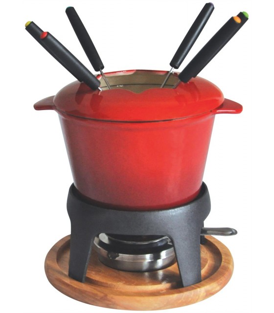 SERVICE A FONDUE FONTE EMAILLEE ROUGE PLATEAU BOIS dans APPAREIL A FONDUE ET SPECIALITES