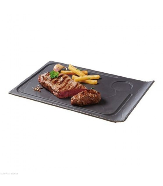 EOL  ASSIETTE A STEAK 33*22*H1.5CM BASALT COLLECTION REVOL dans ARDOISE